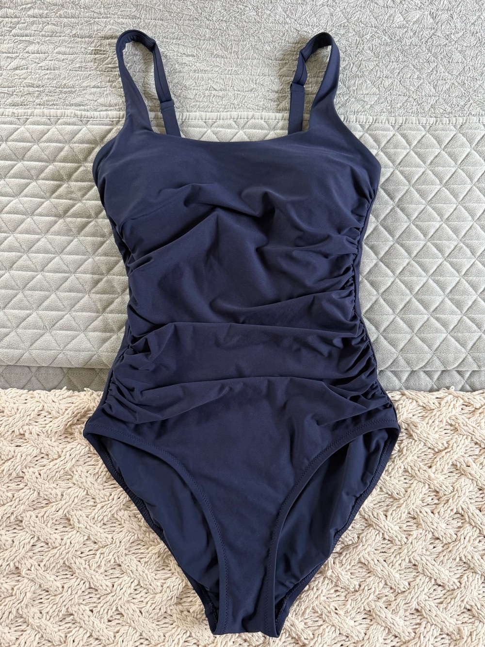 Athleta Navy Square Neck One-Piece Swimsuit with Adjustable Straps - Picture 2 of 10